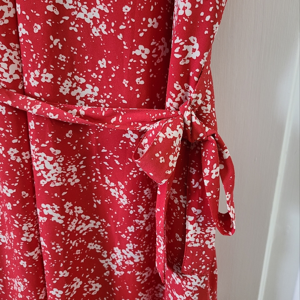 Thyme Red Floral Tie Waist Maternity Dress XL - Picture 3 of 8